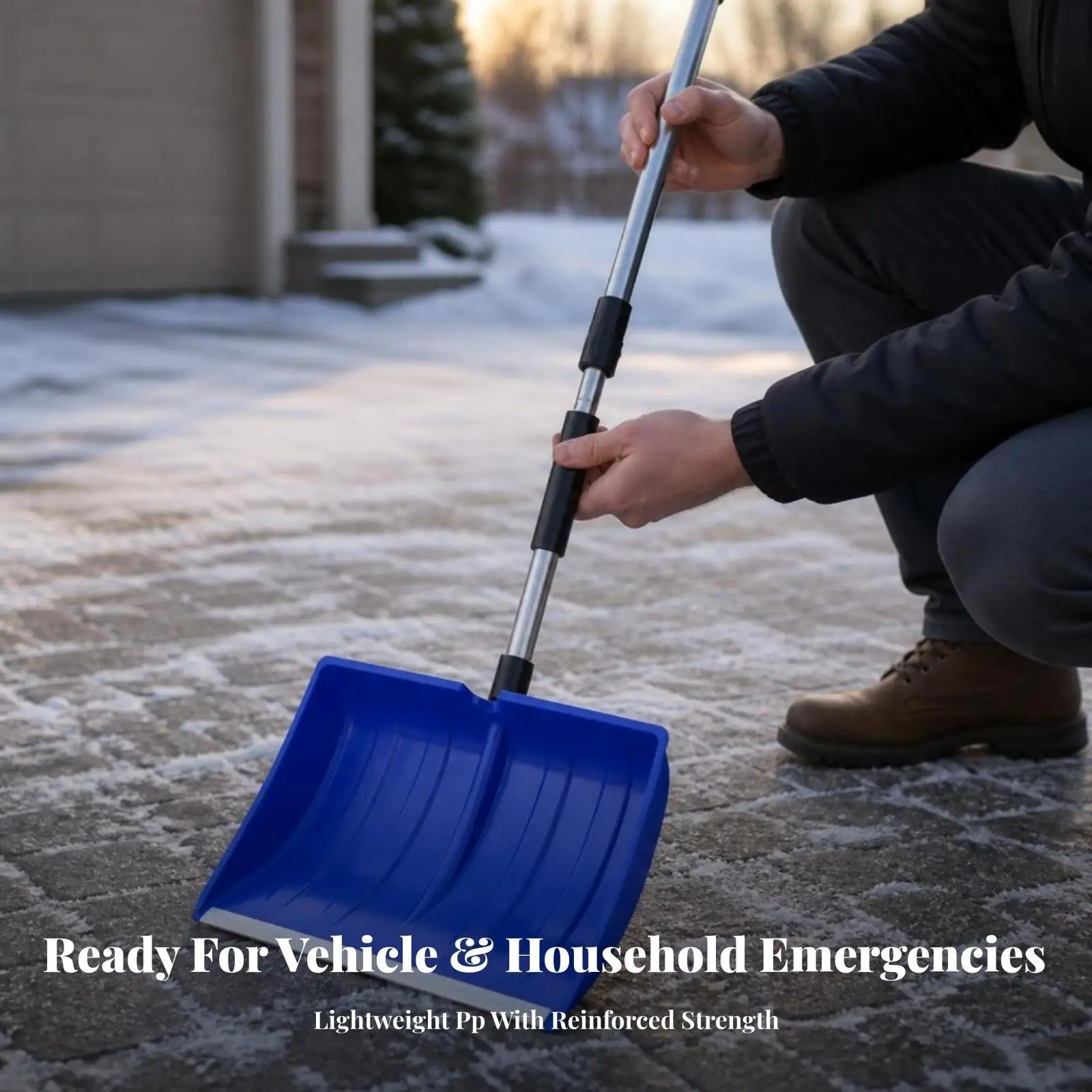 Heavy Duty Snow Cleaning Shovel with Metal Edge for Driveway Yard Park Snow Removal