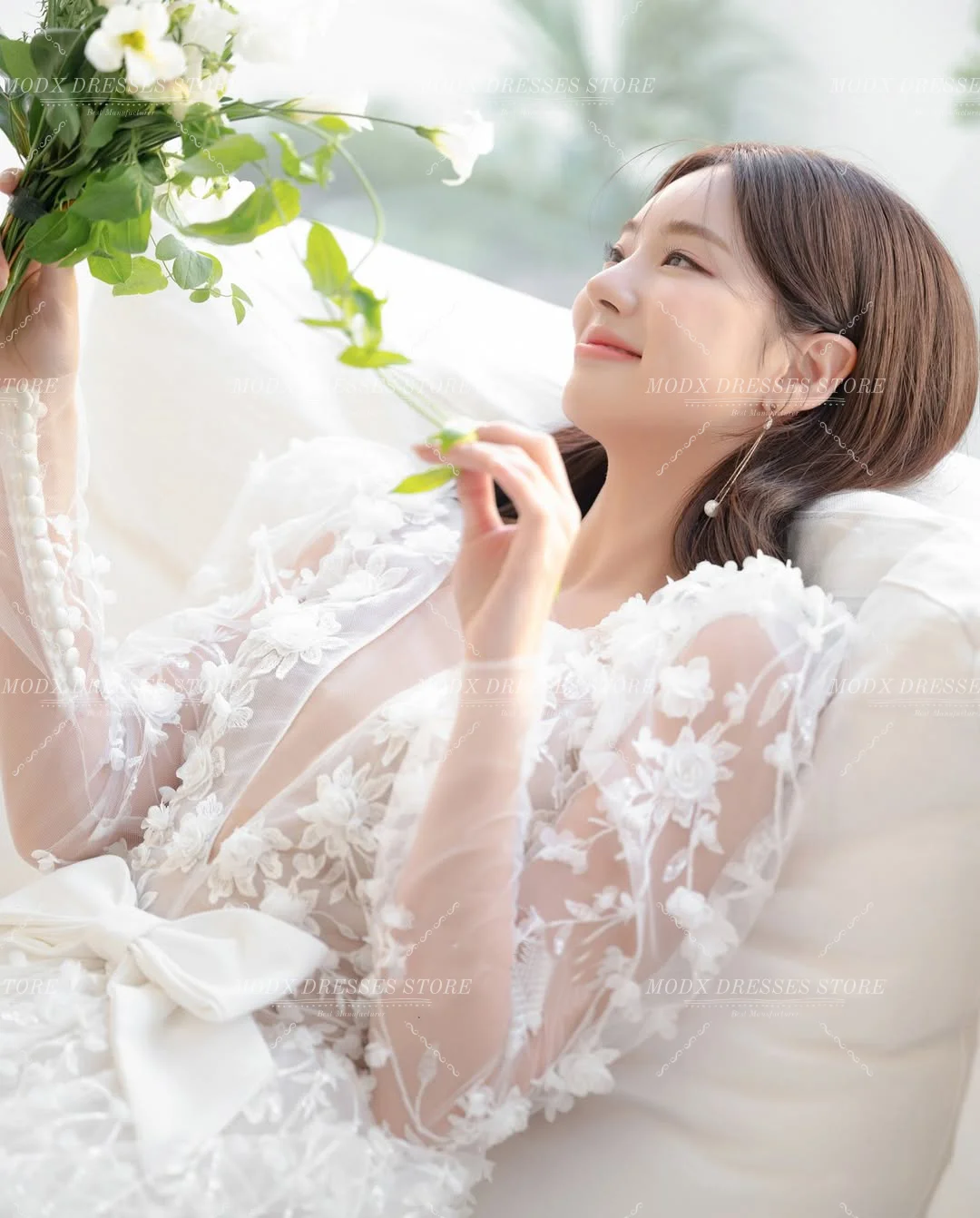 MODX Fairy Flower Appliques Wedding Dress Illusion for Photo Shoots Bridal Gown Floor Length Vestidos Novias Boda Women Customiz