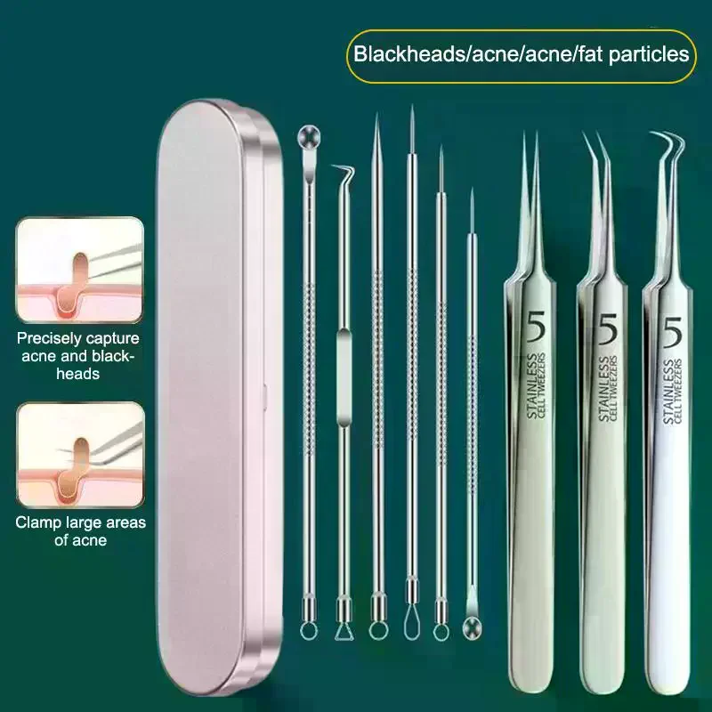 7/8Pcs Blackhead Remover Kit Professional Blackhead Acne Needle Skin Care Tools Stainless Steel Pimple Extraction Tools