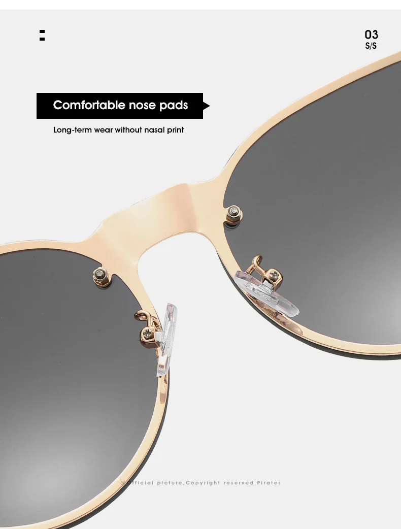 Gothic Schädel Sonnenbrille Frauen Männer Cat Eye Geschnitzt Metall Persönlichkeit Randlose Reflektierende UV400 Sonnenbrille – Detail 7