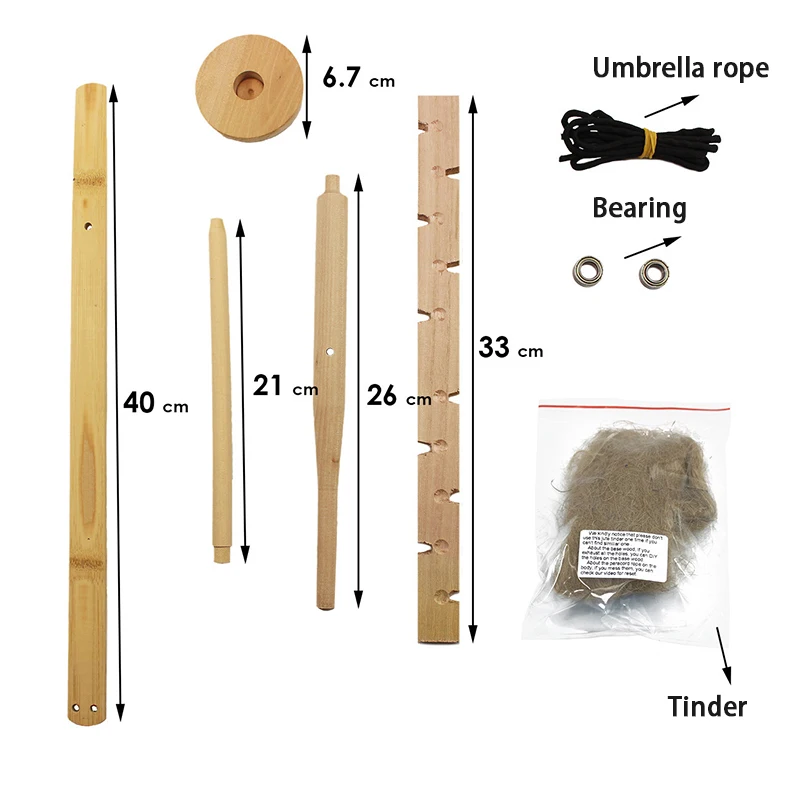Bow Drill Friction Fire Starter Wood Make Tool Kit for Outdoor Survival Camping Hiking Emergency Fire Ignition Equipment