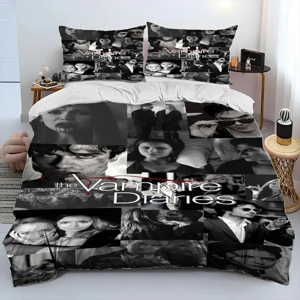 The Vampire Diaries Comforter Bedding Set 3D print Duvet Cover Bed Set Quilt Cover with Pillowcase King Queen Size kids gift