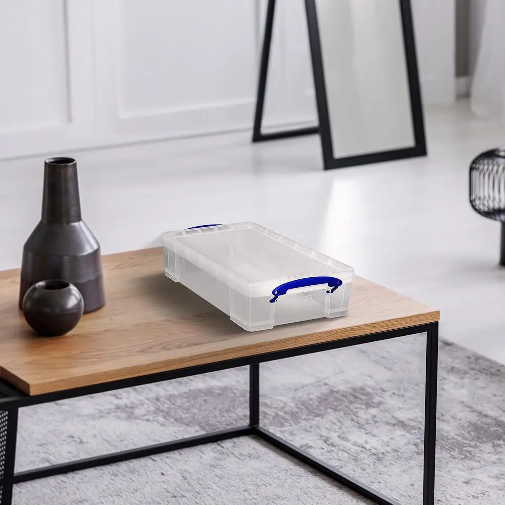 Stackable 8.1L Plastic Storage Container Bin With Snap Lid & Built-In Clip Lo Handles For Home & Office Organization (10