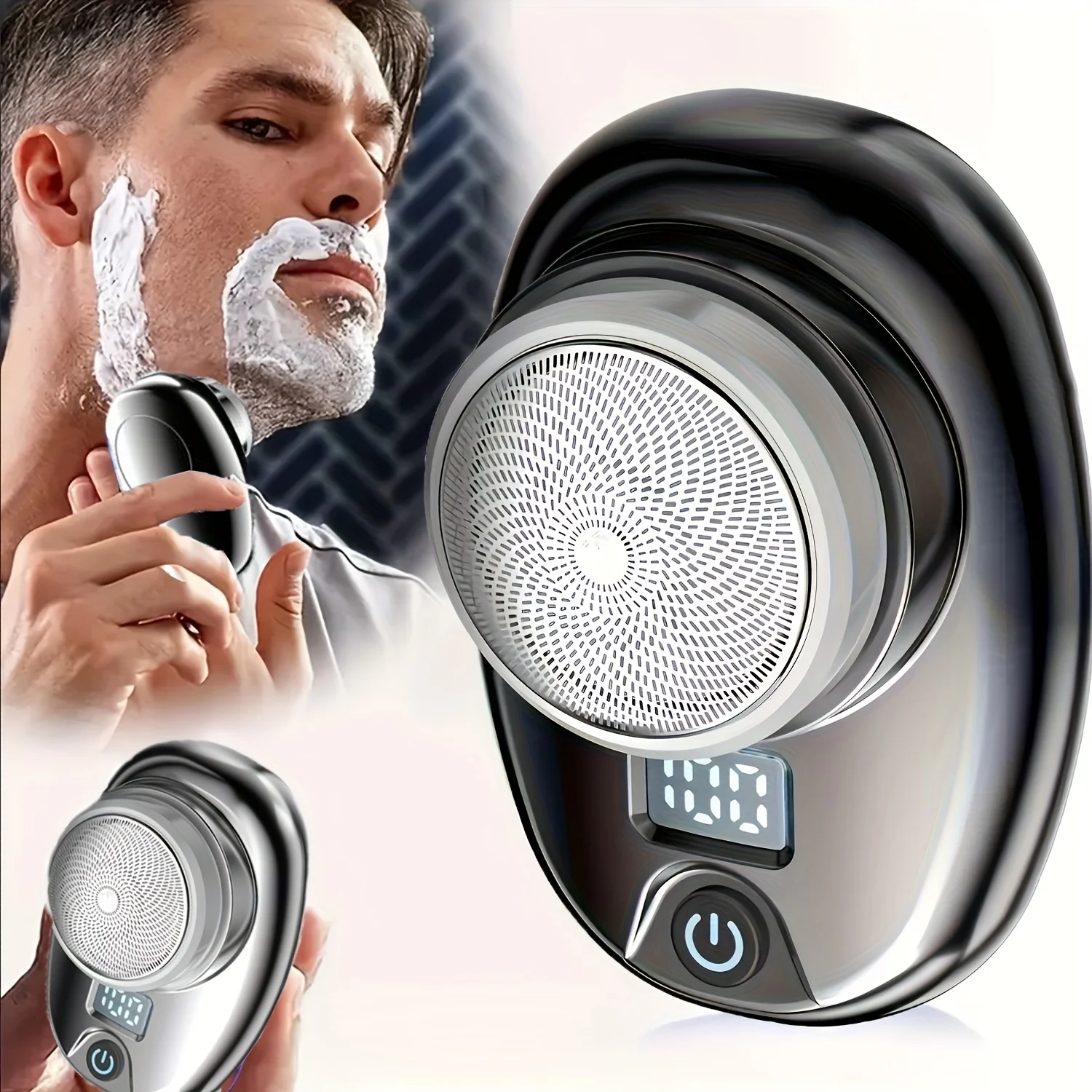Mini electric razor, digital display multi-function men's rotary razor, USB charging, portable clean haircut