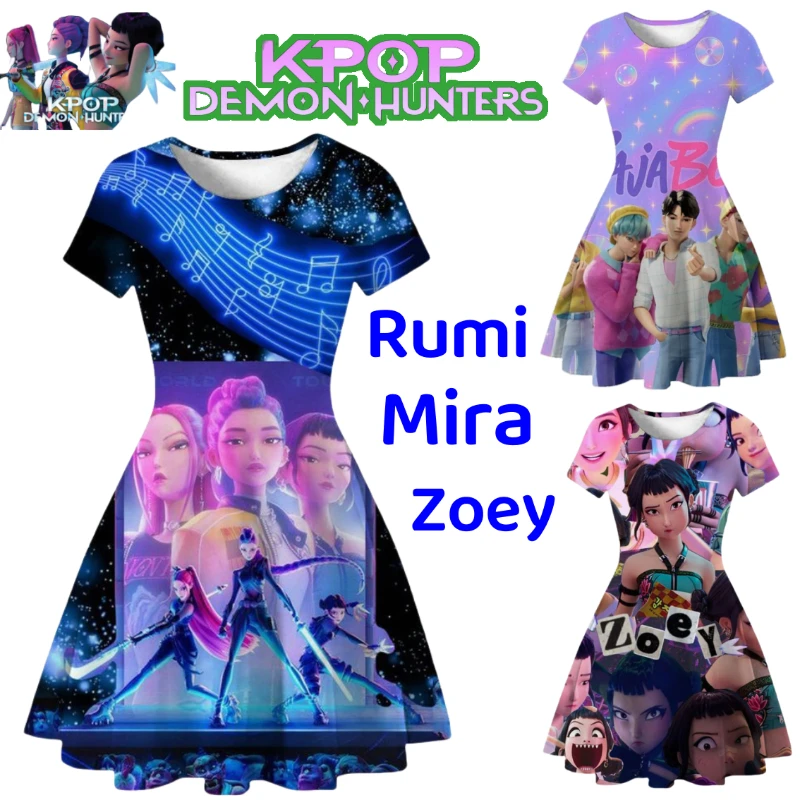 

KPop Demon Hunters Mira Zoey Movie & TV Merchandise Cute Cartoon Dress High-Value Girl's Birthday Party Sweet Princess Dress