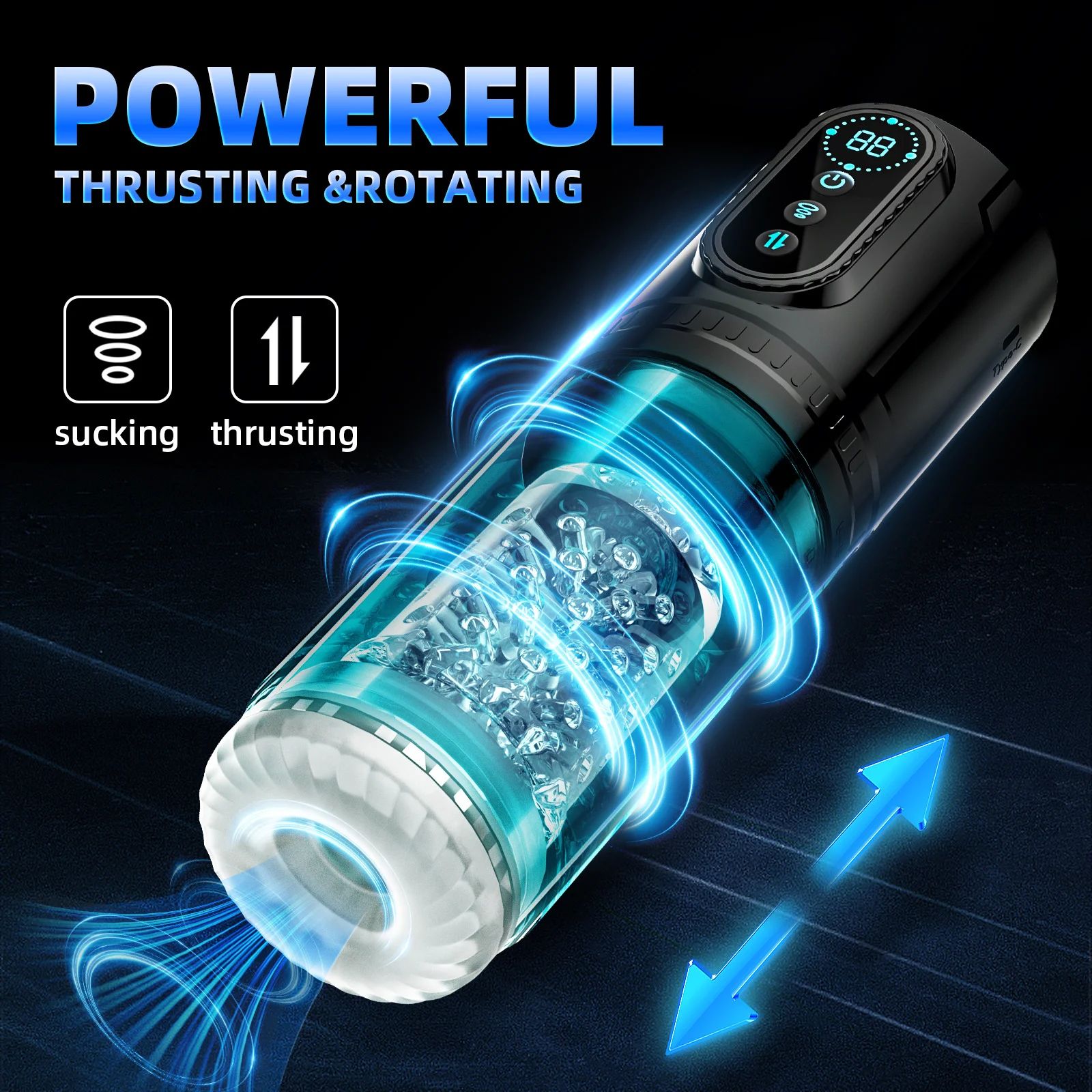 7 Thrusting Rotating Modes Masturbator Cup with Handle Phone Holder  Automatic Penis Pump Male Stroke Hands Free Sex Machine Men