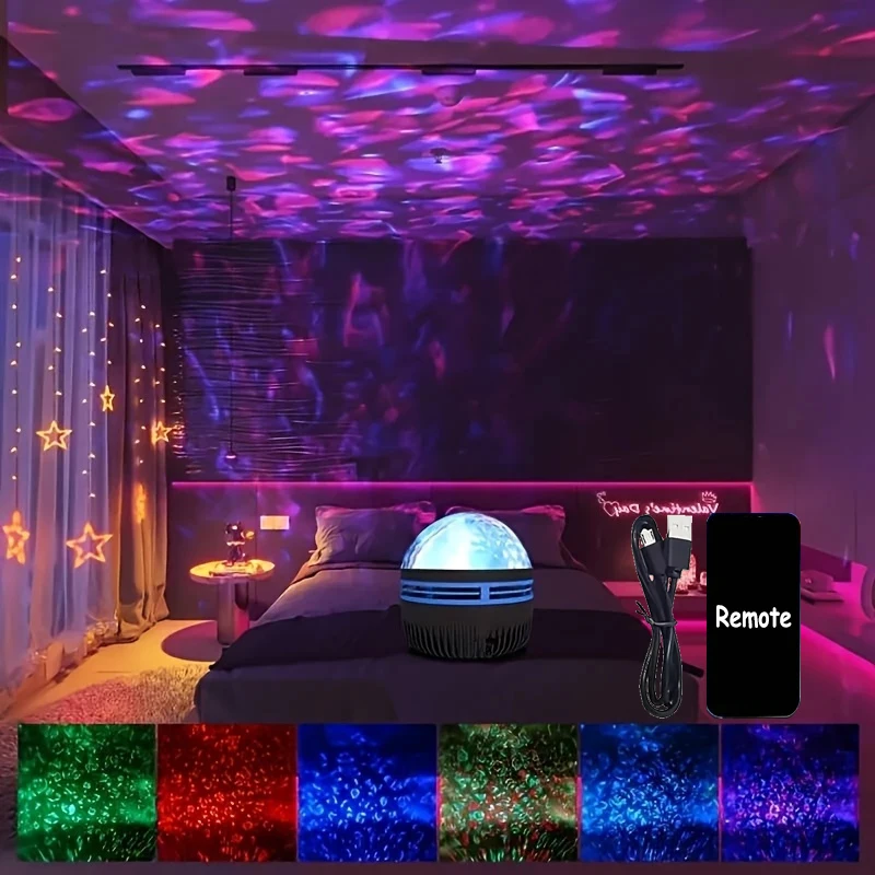 Stary Sky Projection Lamp Aurora Galaxy Night Lights 5V 360° Rotating Wave Northern Light Remote Control KTV Bedroom Atmosphere