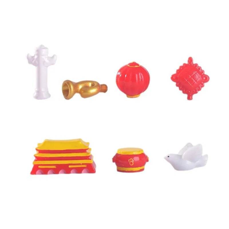 7Pcs Chinese knot Tiananmen Peace Doves Landscape decoration desktop resin micro-landscape creative small ornaments DIY