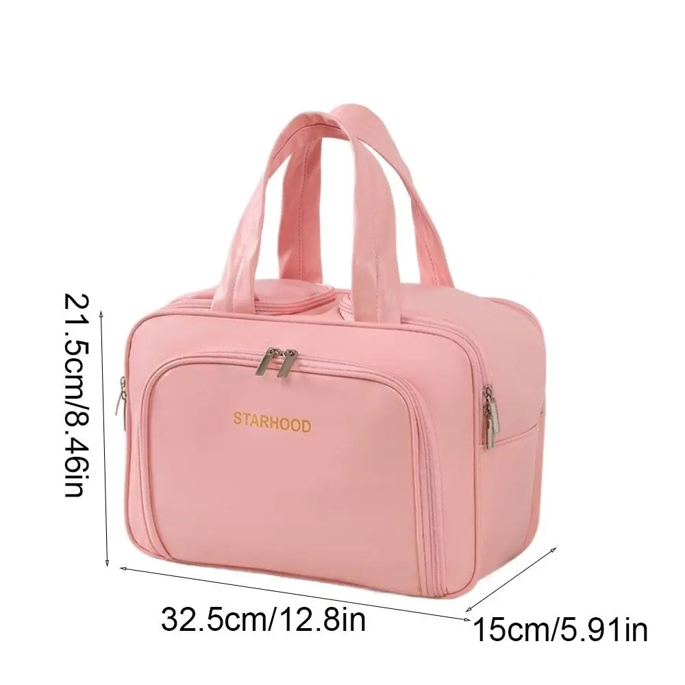 Large Capacity Travel Toiletry Bag Lightweight PU Travel Storage Case Wide-open Water-resistant Cosmetic Container Bathroom