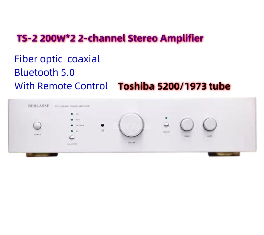 

TS-2 200W*2 2-channel Stereo Power Amplifier Fiber Coaxial Bluetooth5.0 With Remote,Class AB Audio Amplifier 5200/1943