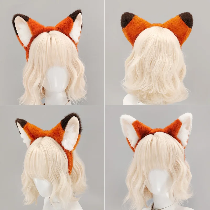 할로윈 코스프레 동물 머리띠 여우 파티 공연 소품 닉 여우 귀 머리띠 여우 꼬리 세트