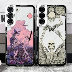 Case For Samsung Galaxy S24 S20 S21 FE S22 S23 Ultra A13 A32 A33 A50 A52 A53 A73 A54 A14 Soft Cover Funny Skull