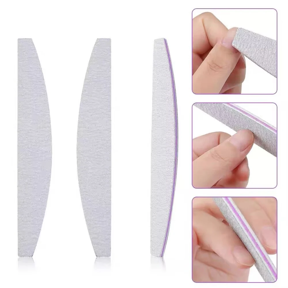 10Pcs Double Sided Nail Files For Manicure  100/180 thick Sandpaper 180/240 Grit Curved Buffer Block Washable Manicure Tools Set