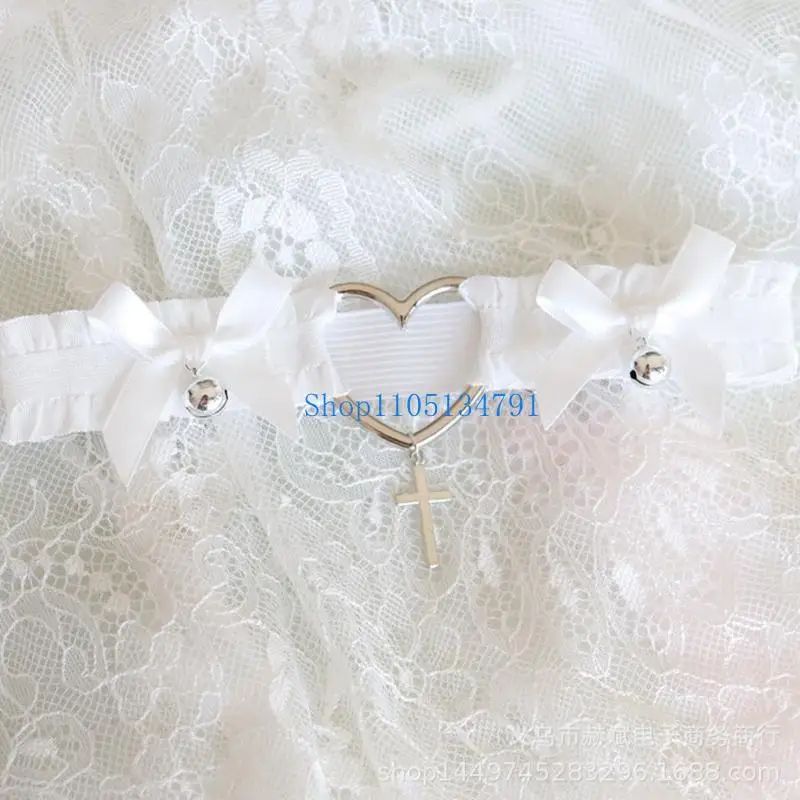 98km-ロリータガーターベルトクロスペンダントちょう結びベル脚リング太ももセクシーな原宿ハーネスサスペンダーストッキング用