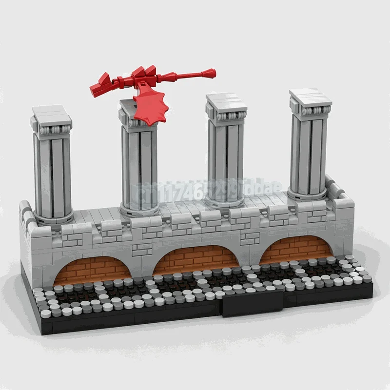 549PCS Fantasy Character Display Stand Building Blocks Ancient Stone Bridge Column Scene DIY Assembly Model Creative Gifts Toy