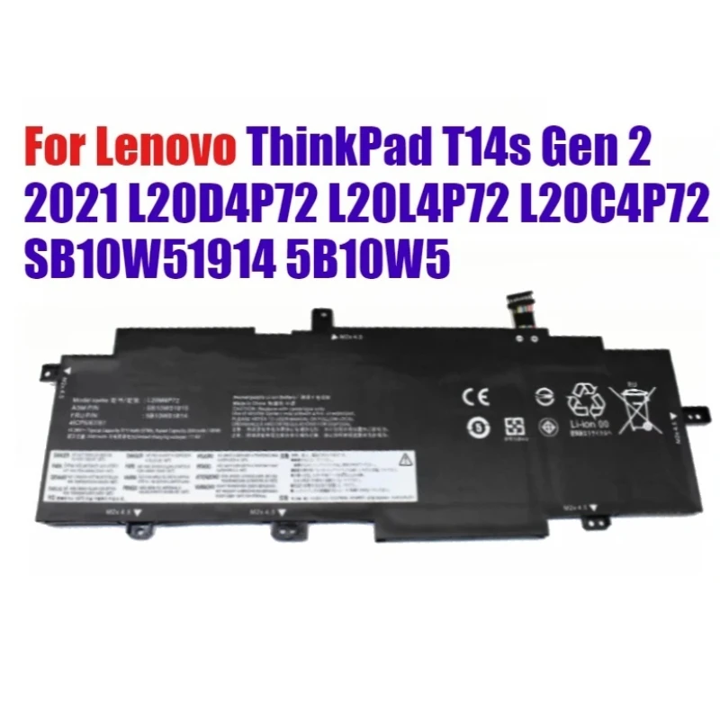 New 15.36V 3711mAh L20M4P72 Laptop Battery for Lenovo ThinkPad T14s Gen 2 2021 L20D4P72 L20L4P72 L20C4P72 SB10W51914 5B10W5