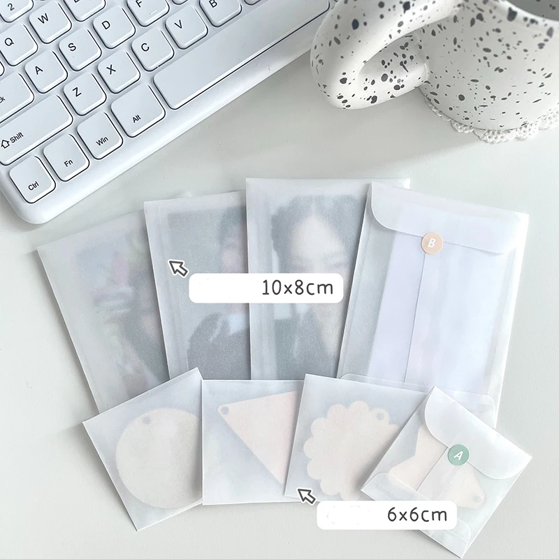 20pcs Semi Transparent Paper Bags 6*6cm 8*10cm Envelopes fit Thanks Letter Photo Jewelry Packaging Storage Pouches Wholesale