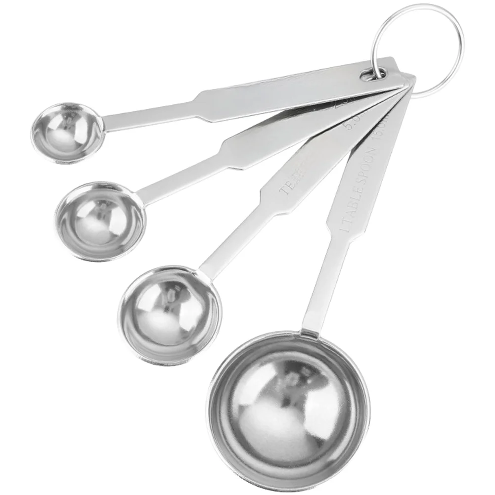 4 Piece Stainless Steel Measuring Spoons for Baking Cooking Kitchen Milk Liquids Powders Mirror Finish Engraved Scale