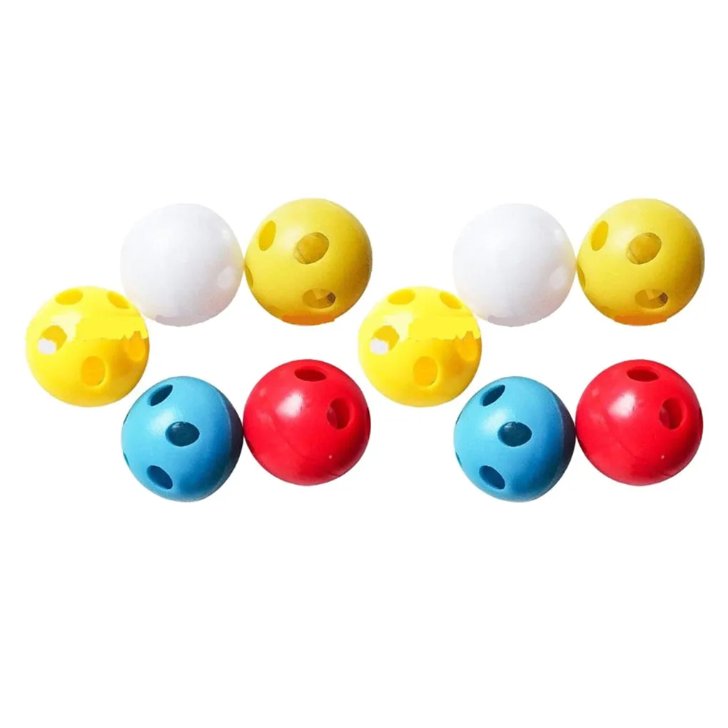 10 Pieces ABS Baby Toy Rattle Ball Portable Replacing Colorful 5 Hole 28mm Round Noise Maker Part Random Color