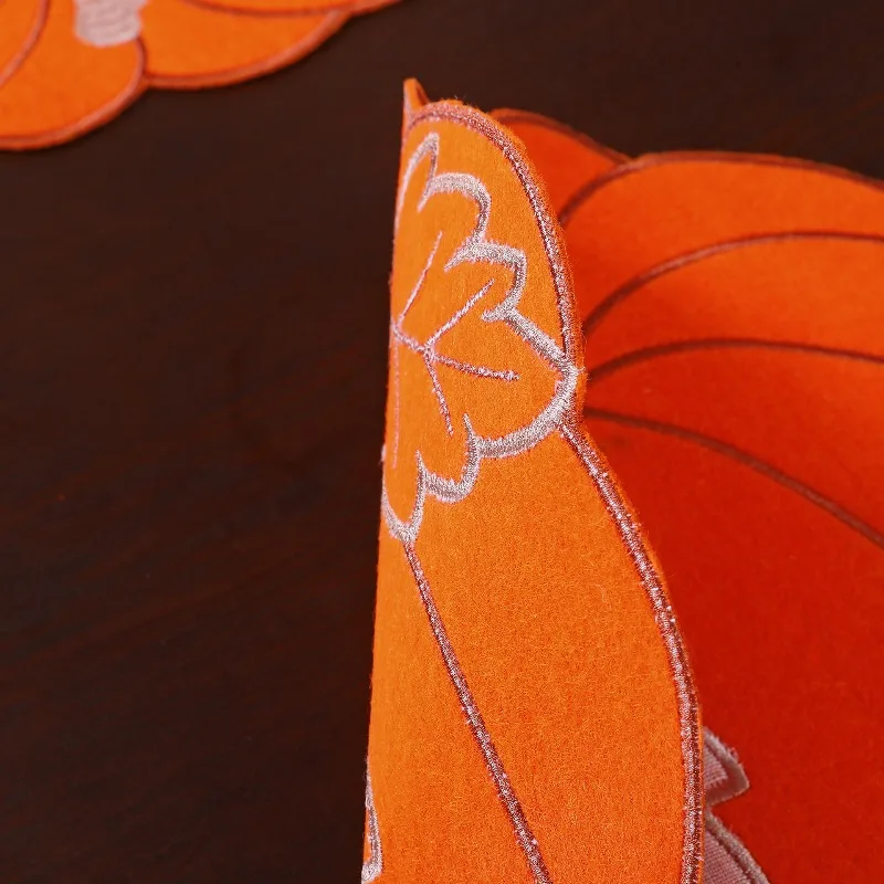 1 قطعة سجادة عشاء الهالوين المطرزة اليقطين اليدوية الإبداعية مهرجان الجدول حصيرة سميكة غير المنسوجة كأس عازل حصيرة slarohwin #6