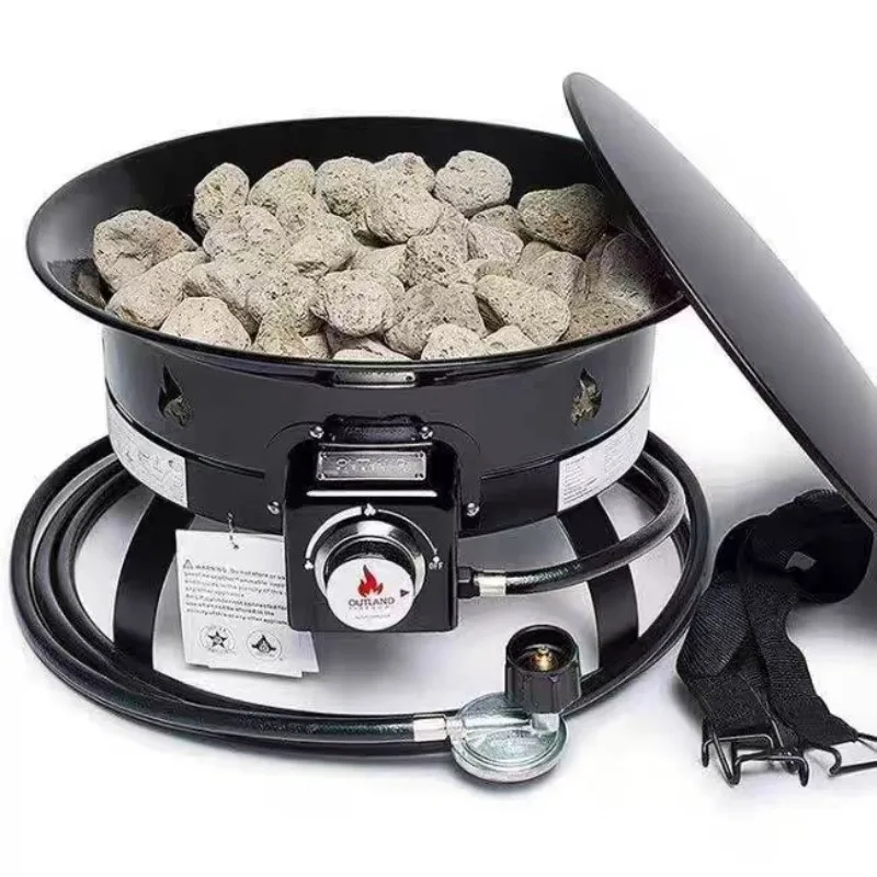 

Deluxe Outdoor Portable Propane Gas Fire Pit with Cover & Carry Kit, 19-Inch Diameter