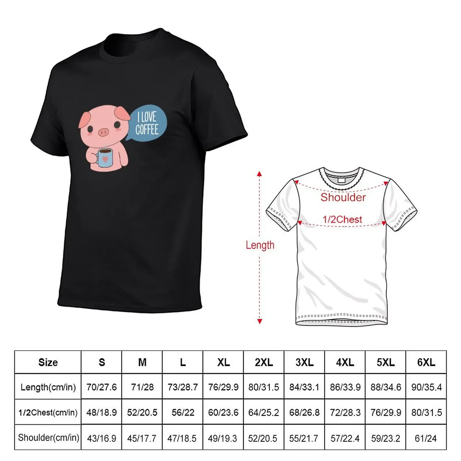 Cute Pig Drinking Coffee T-Shirt new edition tops quick-drying for a boy big and tall t shirts for men