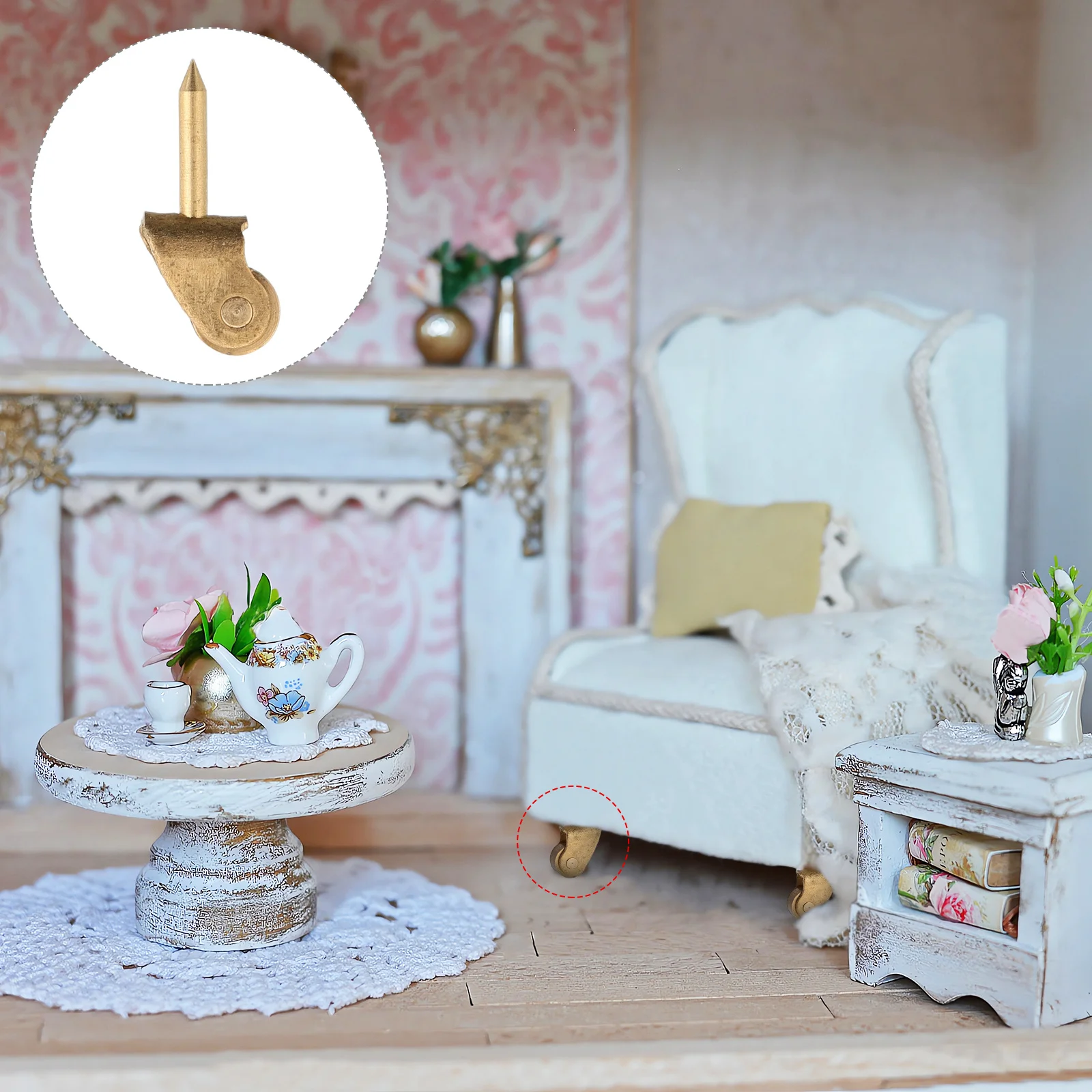 

10 шт. миниатюрный шкив для гардероба для дома, мебельные ролики, вращающиеся крошечные аксессуары для стола, украшение, ролик для кукольного домика