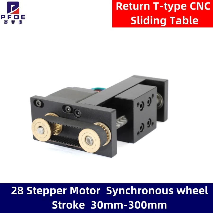 Return T-type CNC Sliding Table Rail Linear Stage Transport Guide Platform Stepper Motor  Synchronous wheel Stroke  30mm-300mm