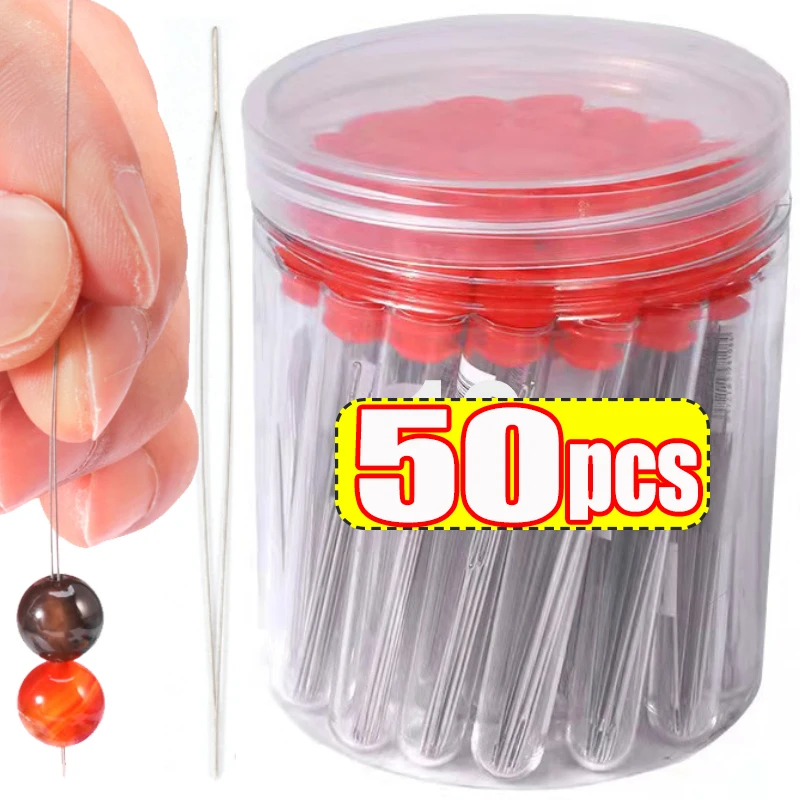 5/50PCS Beading Needles Seed Beads Needles Big Eye DIY Beaded Collapsible Beading Pins Open Needles for Jewelry Making Tools