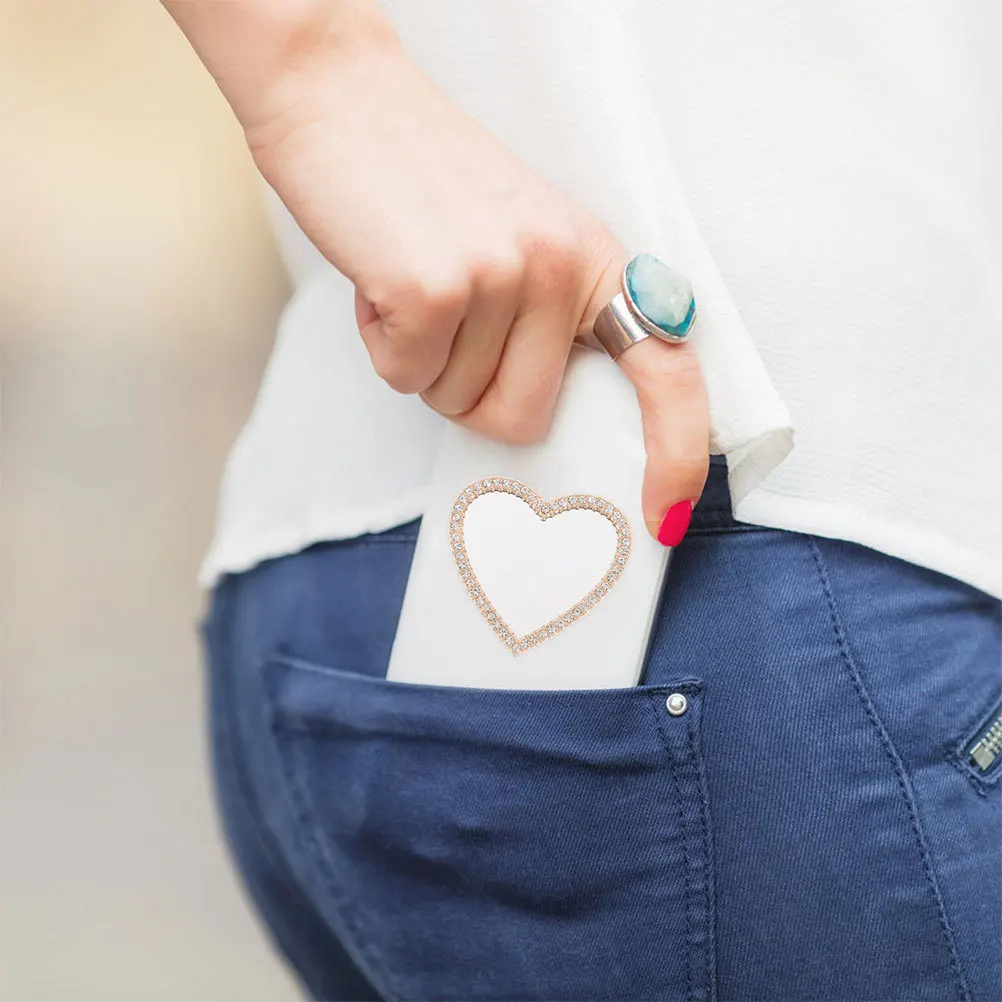 10 stuks draagbare mini strass hartvormige compacte spiegel zak make-up spiegel telefoonhoes charme kleine spiegels