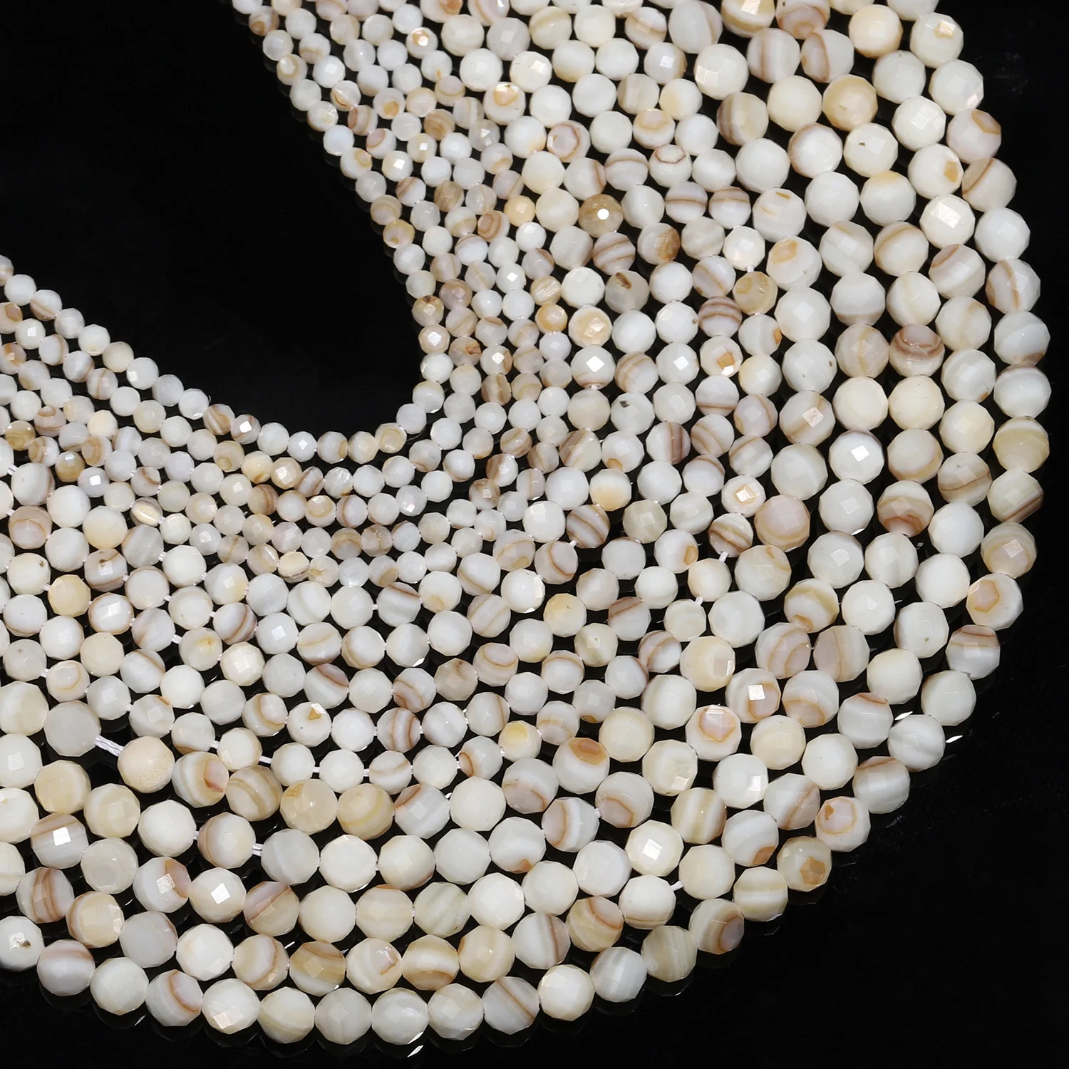 2/3/4mm Natural Yellow White Shell Faceted Beads AAA Round Loose Beads for Jewelry Making DIY Bracelet Necklace Supplies
