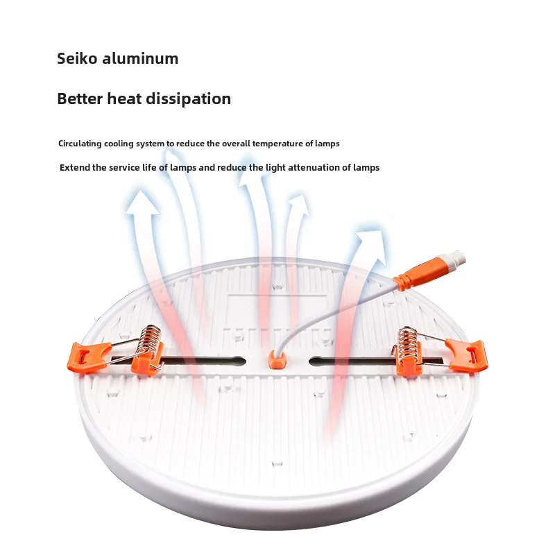 Bezramowe oświetlenie panelowe LED z otworem, wbudowana lampa w dół, okrągła, regulowana, domowa lampa sufitowa z otworem w salonie