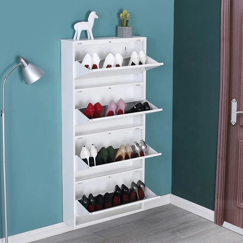 Zapatero de diseño Simple, cubo abatible de acero ultrafino, conjunto de gabinete para zapatos, colgante de pared, Arca pequeña para porche familiar