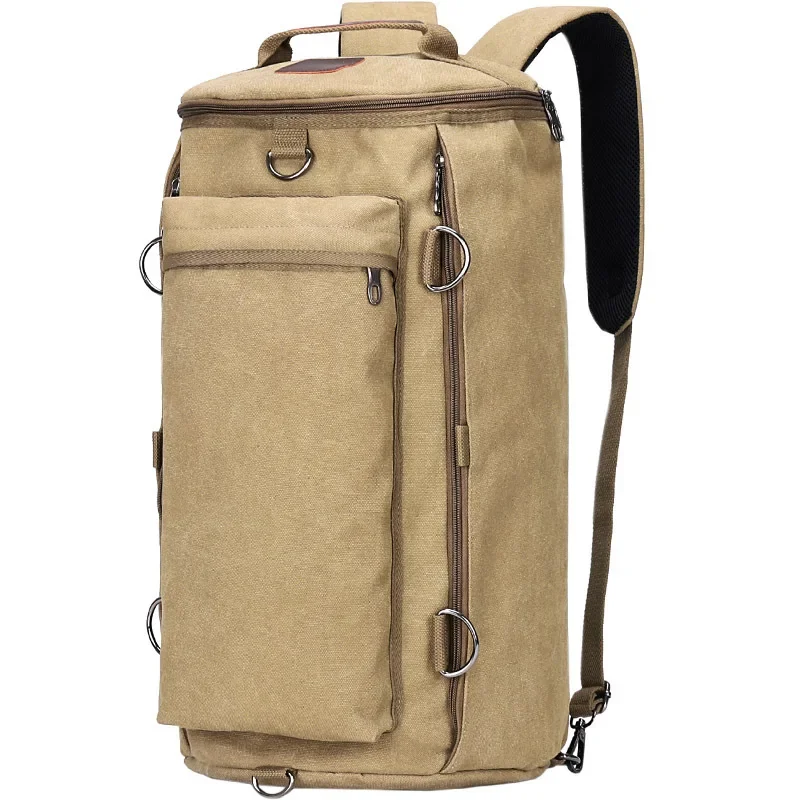 

Lawaia Fashion Men's Bag Large Capacity Travel Backpack Men's Outdoor Travel Sports Cylinder Backpack Trendy Canvas School Bag