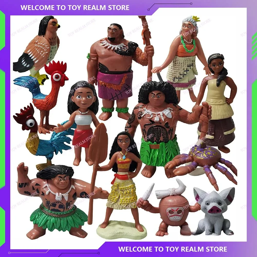 6/10pcs Ocean Wonderland2 Moana Princess Legend Vaiana Maui Chief Tui Tala Heihei Pua Anime Figure Model Ornament Kids Toy Gift