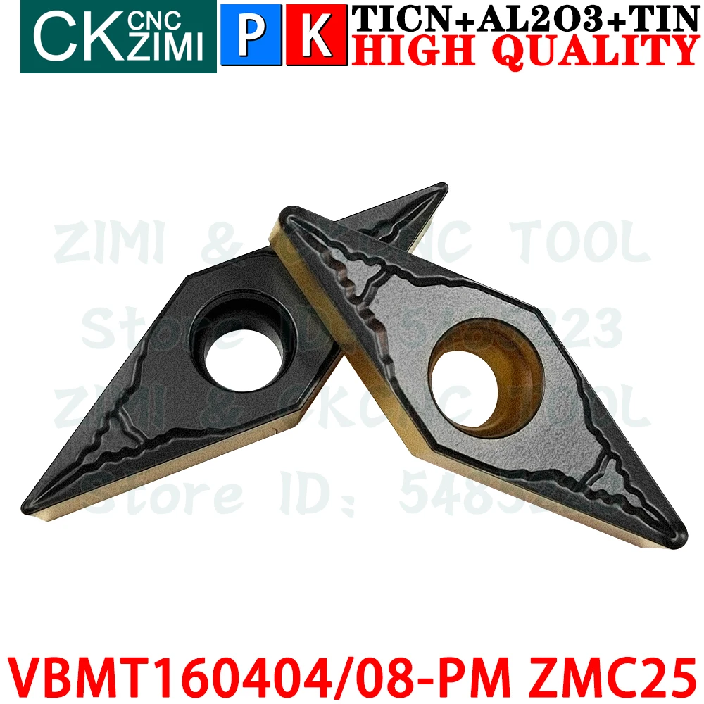 VBMT160404-PM ZMC25 VBMT160408-PM ZMC25 Insertos de carburo Herramientas de insertos de torneado externo Herramientas de torno de metal mecánico VBMT1604 VBMT 1604 CNC Herramientas de corte para acero