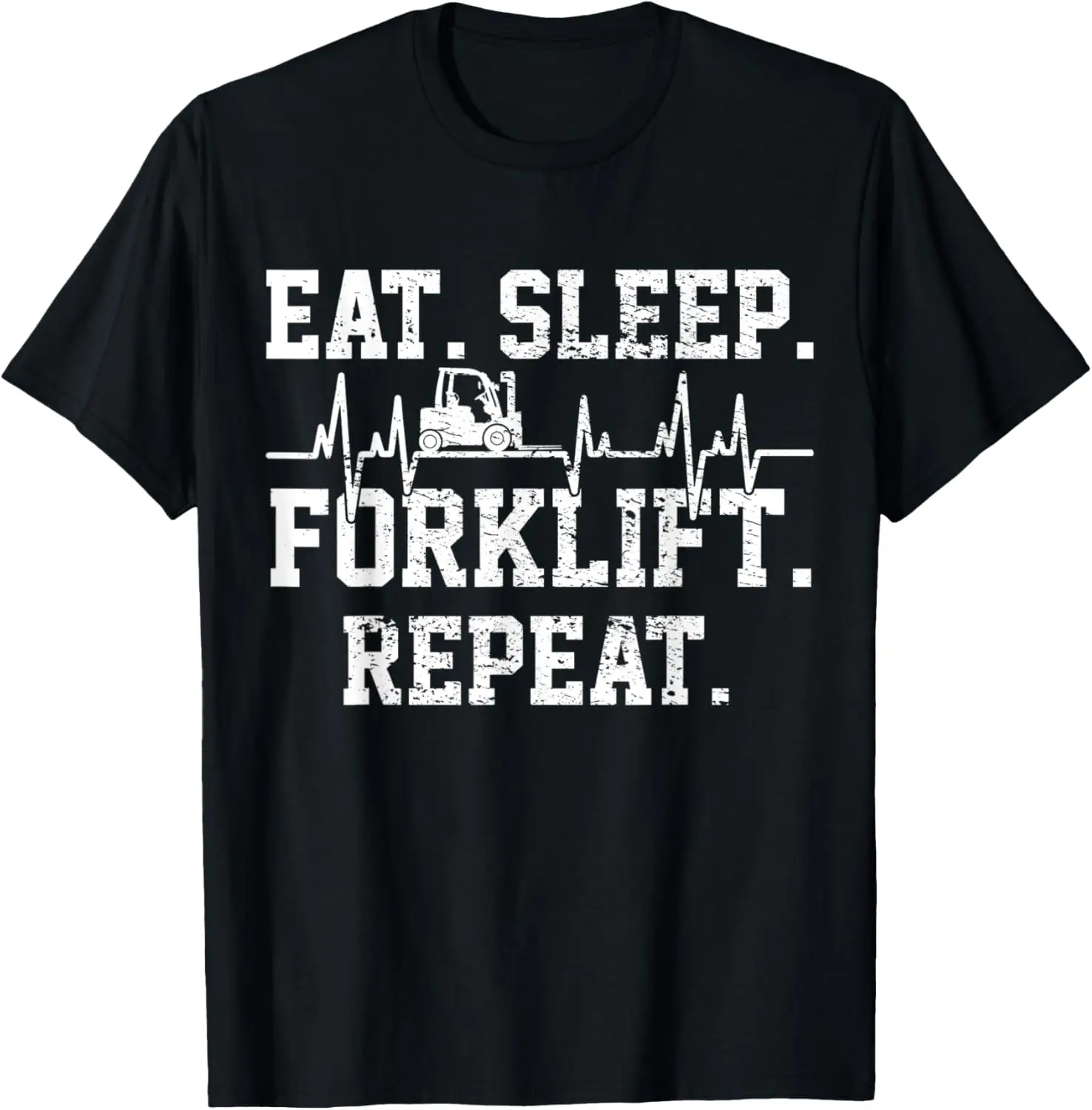 

Forklift Excavator Truck Vintage Heartbeat T-Shirt