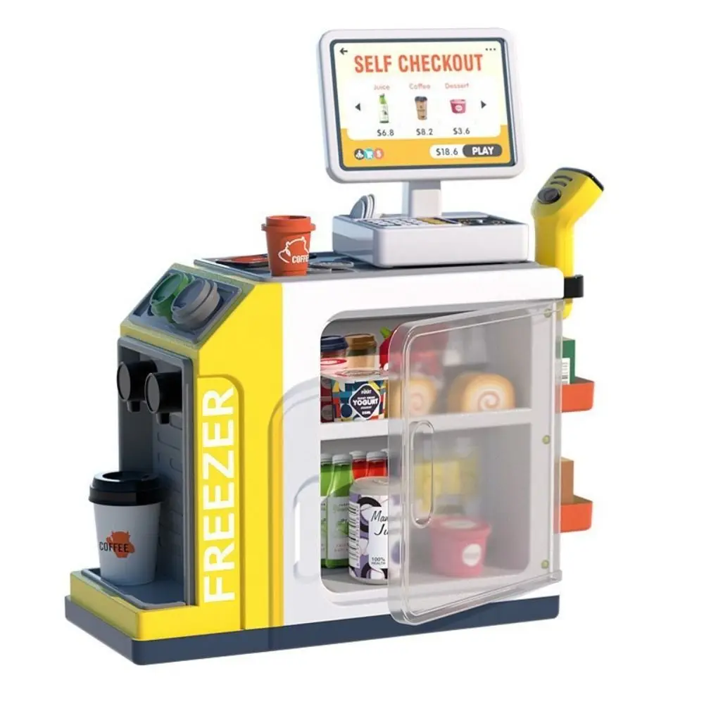 Simulation Role Play Cash Register Educational Play House Simulation Coffee Machine Calculator Miniature Food Children's Play