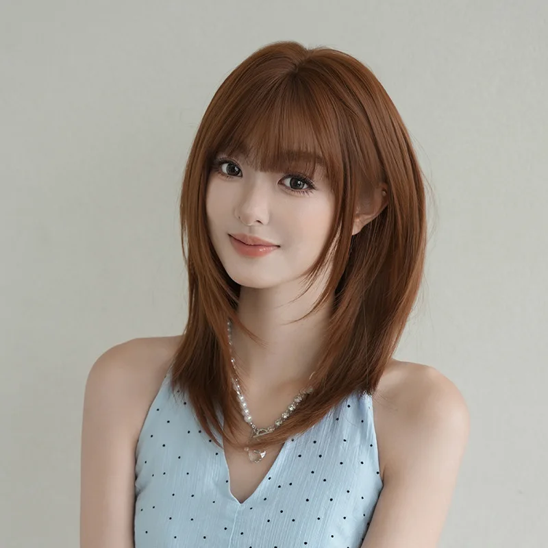 شعر مستعار طويل مستقيم بني برتقالي، كوسبلاي وارتداء يومي، مسامي وصديق للبشرة #2