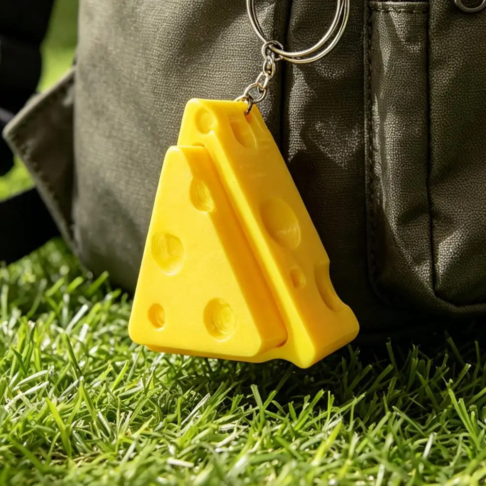 Keychain Fidget Toy 3d Printed Keychain Cheese Shape Keychain Pendant Mini Portable Button Rebound Fidget Toy for Backpack