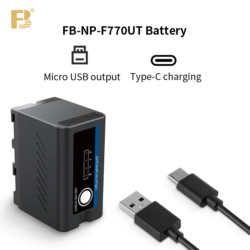 

FB NP-F770 Camcorder Battery with Type C Charging Port for Sony NP-F550 NP-F570 NP-F750 NP-F770 NP-F960 NP-F970 NP-F980 NP-F990