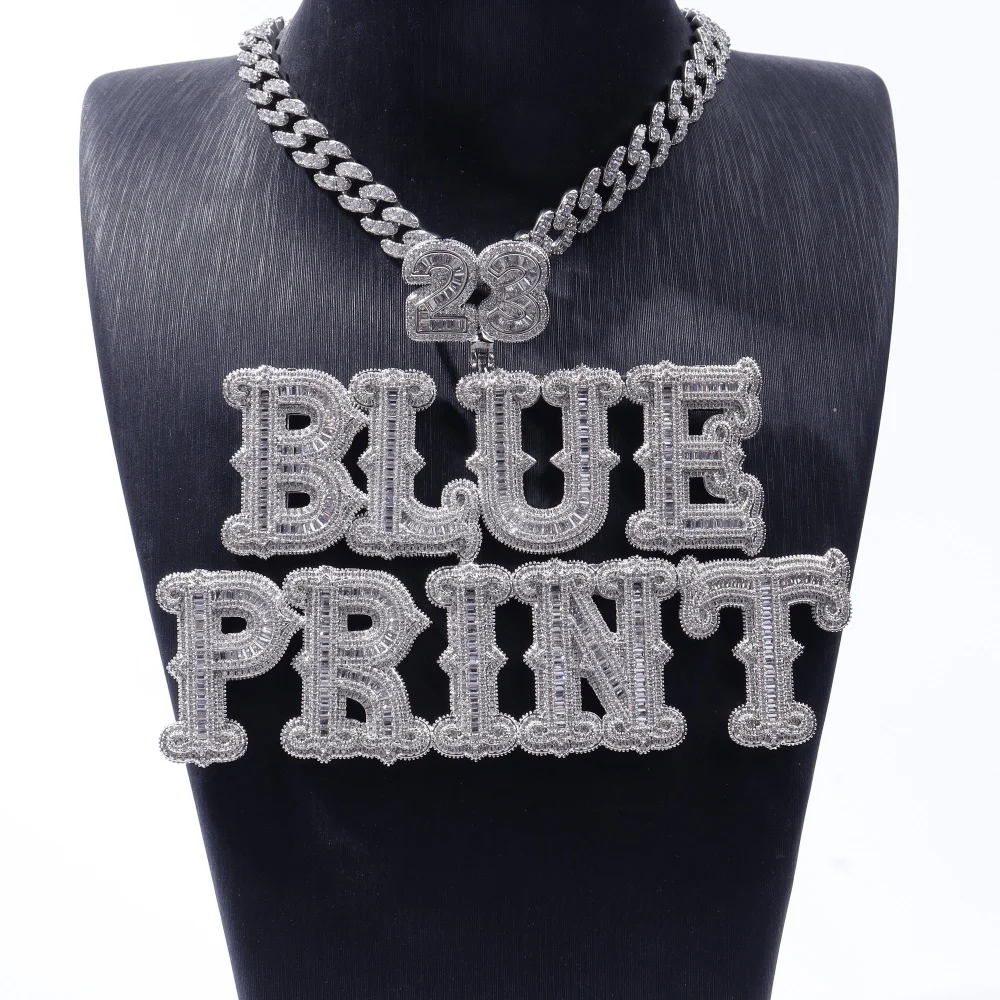 

Custom Multiple Rows Letter Pendant Iced Out Spikes Number Nameplate Mother's Day Birthday Gifs Personalized Hip Hop Jewelry