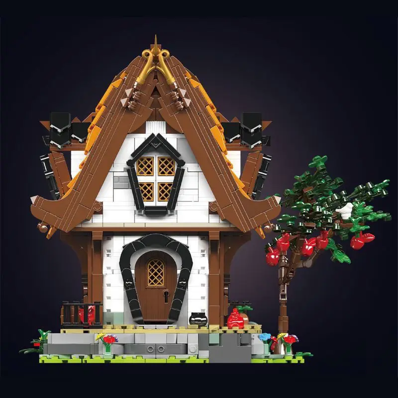 Moc medieval a-frame casa blocos de construção conjunto floresta cidade cottage cabana arquitetura brinquedos para crianças aniversário presente do dia especial
