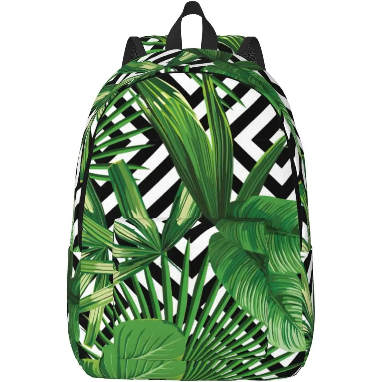 

Green Leaves Of Palm Tree Tropical Plant Print Versatile Trendy Canvas Backpack For Work Trendy Travel Casual Use For Men Women