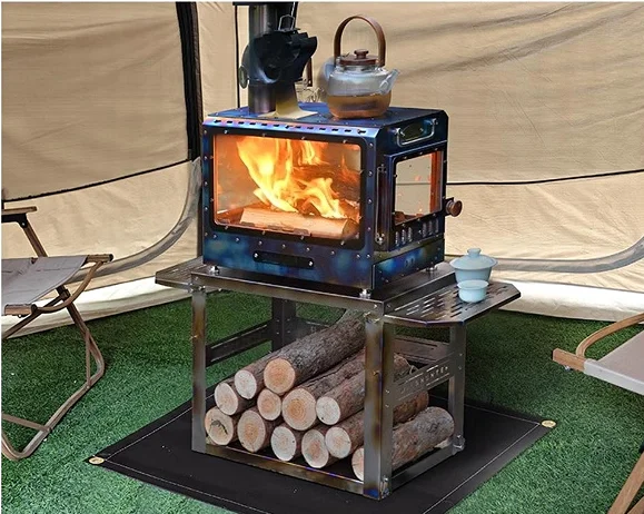 Portable Pure Titanium BBQ Wooden Stove For Indoor Warming And Outdoor Grilling For Camping
