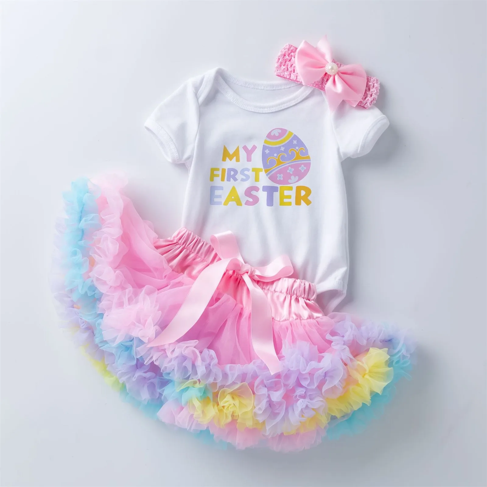 

6-12 Month Girl Clothes Easter Infant Newborn Baby Girls Short Sleeve Letter Catrtoon Romper Tops Stretch Receiving Blanket