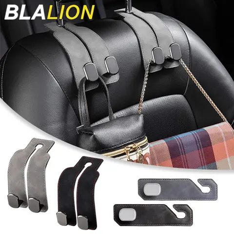 BLALION 자동차 좌석 헤드레스트 후크, 범용 히든 자동 후크, 스웨이드 금속 행잉 후크, 인테리어 시트 백 행어 후크 액세서리
