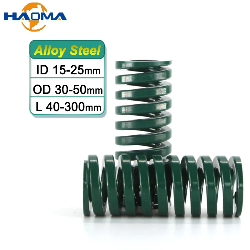

1Pc Green Alloy Steel Heavy load Spiral Stamping Compression Mould Die Spring Outer Diameter 30-50mm Length 40-300mm