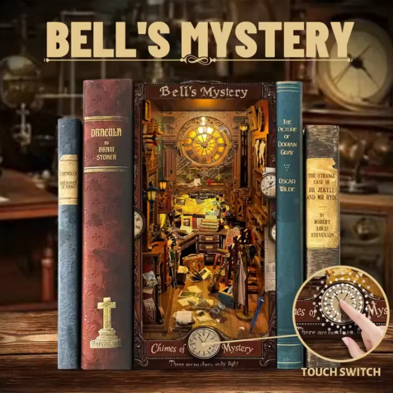 OUZEY Secret Bell Tower Bookend، منزل غامض خشبي ثلاثي الأبعاد، DIY تفتيري للمراهقين #1