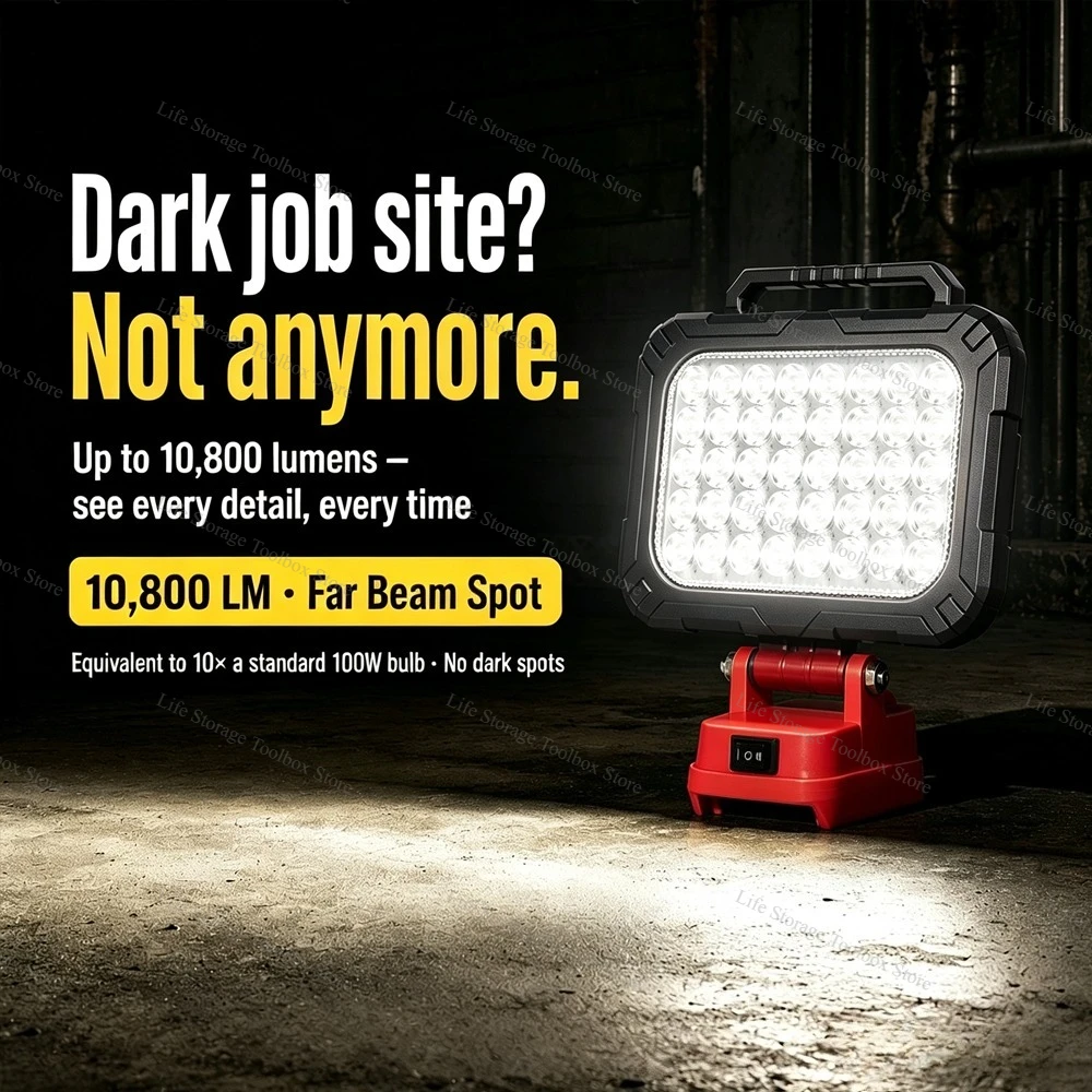 Led Light Fit Milwaukee Battery M18 Portable Spotlight Cordless Flashlight Outdoor Work Fishing Handheld Emergency Tool Lights